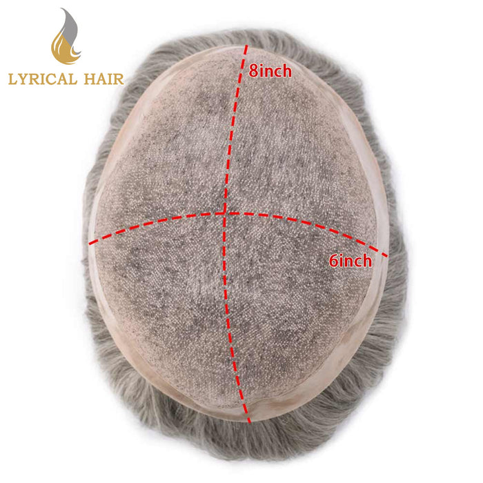 LYRICAL HAIR Hair System for Mens Hair Piece US STOCK Monofilament with PU Coating(NPU) Toupee Folded Lace Front Natural Hairline Mens Toupee|White