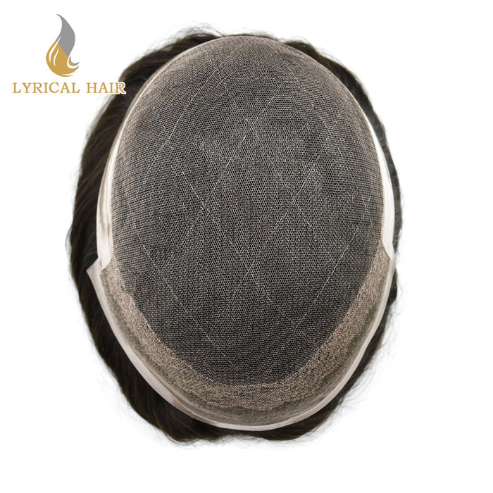 LYRICAL HAIR French Lace With Poly Coated Hair System For Men Natural Hairline Bleached  Knots Toupee for Men