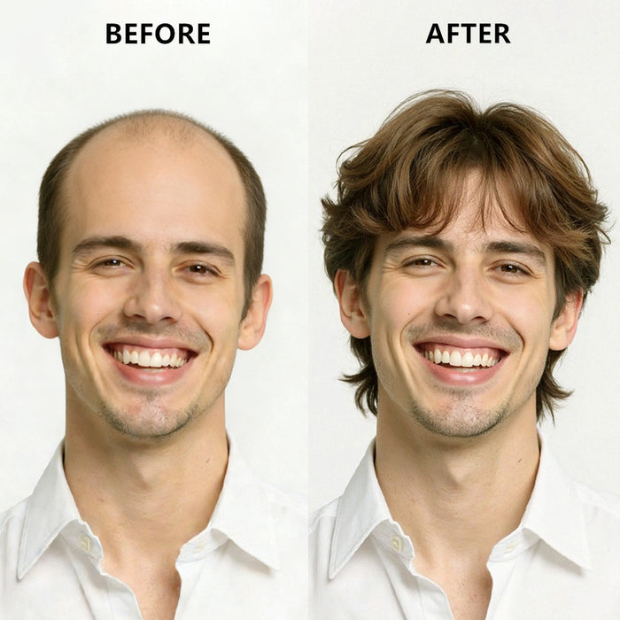 LYRICAL HAIR 0.10mm Thickness Durable Skin Knotted PU Brown Human Hair System For Men 100% Hand Tied Woven Toupee for Men | Brown