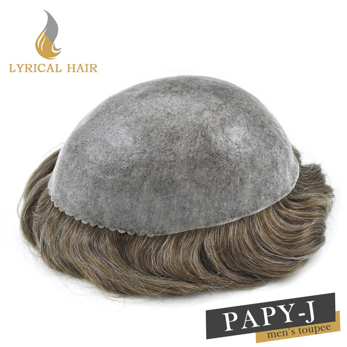 LYRICAL HAIR Men Hair System Full Poly 0.12mm Thickness Men Toupee Hairpieces |Brown