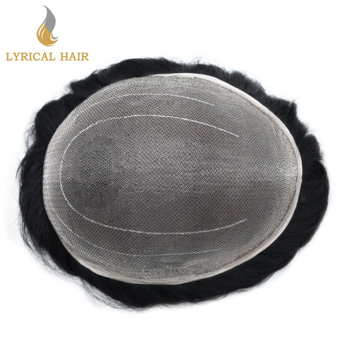 LYRICAL HAIR Full Swiss Super Welded Lace Mens Toupee US STOCK Bleached Knots Men Hair Piece Natural looking Icon Lace Toupee for Men|Black