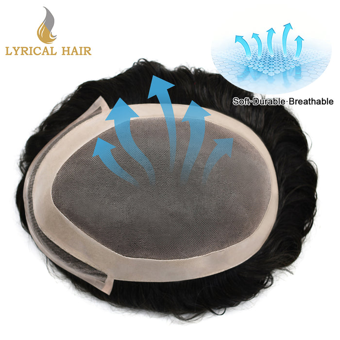 LYRICAL HAIR US Stock Fine Mono Hair System for Men PU Coated Perimeter 1/4ft Welded Mono Lace Front Mens Hairpieces|Fast shipping USA