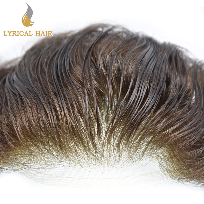 LYRICAL HAIR US STOCK Full French Lace Toupee for Men Hair System Bleached Knots Natural Hairline Mens Hair Piece|Brown