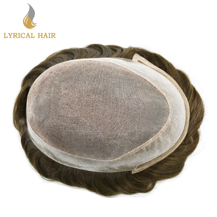 LYRICAL HAIR Mens Toupee Hair Pieces Durable Silk Fine Monofilament Hair Systems For Men |Blond