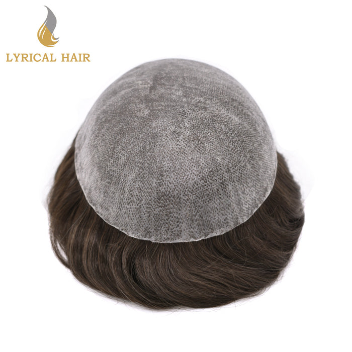 LYRICAL HAIR Men Hair System Full Poly 0.12mm Thickness Men Toupee Hairpieces |Brown