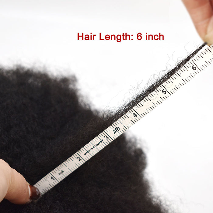 Kinky Curly Afro Mens Toupee 0.3-0.06mm Thickness PU  Hair Unit For Black Men