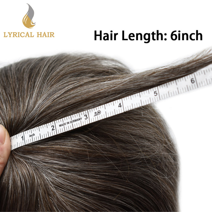 LYRICAL HAIR Fine Mono Poly Skin Mens Hair Pieces French Lace Front Men Toupee Hair Replacement System for Men |Gray