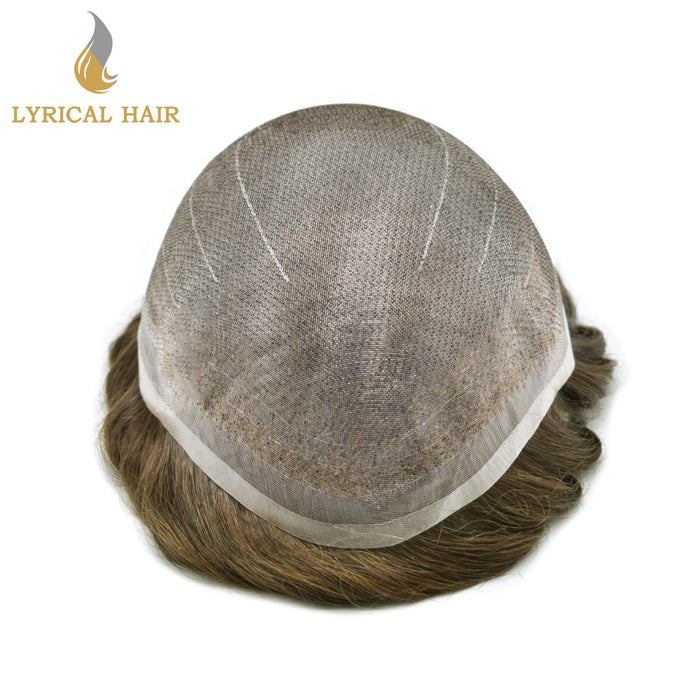 LYRICAL HAIR Full Swiss Super Welded Lace Mens Toupee US STOCK Bleached Knots Men Hair Piece Natural looking Icon Lace Toupee for Men|Blond