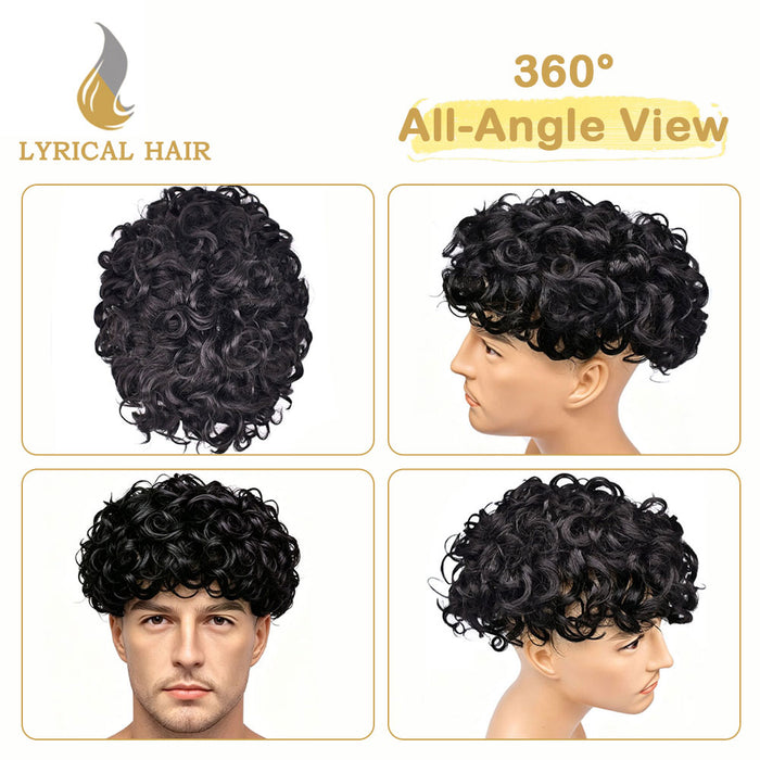 LYRICAL HAIR US STOCK Icon Lace Wavy Toupee For Men Invisible Full Swiss Super Welded Lace Hair Units  for  Men Hairpieces||Fast Shipping USA Lyrical Hair