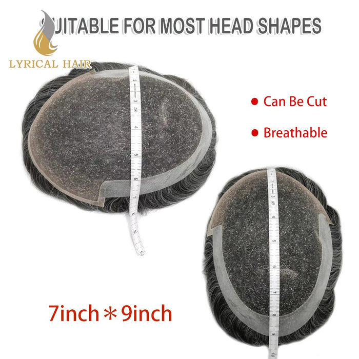 French Lace Front Mens Toupee Breathable Human Hairpiece