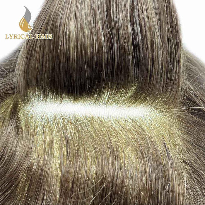 LYRICAL HAIR US Stock Mens Toupee Lace Front Skin Hair System for Men 0.06mm Thin Skin V-looped Mens Hairpieces