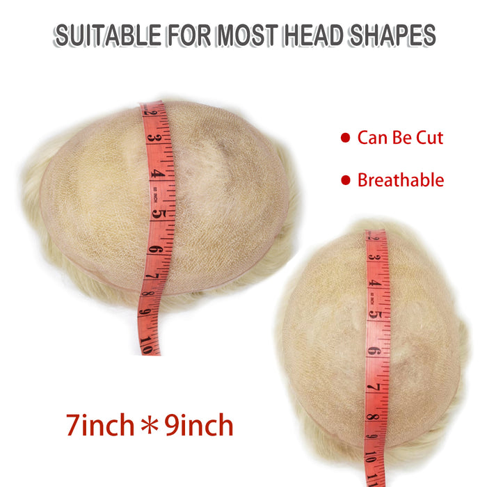 LYRICAL HAIR US STOCK Full French Lace Toupee for Men Hair System Bleached Knots Natural Hairline Mens Hair Piece|White