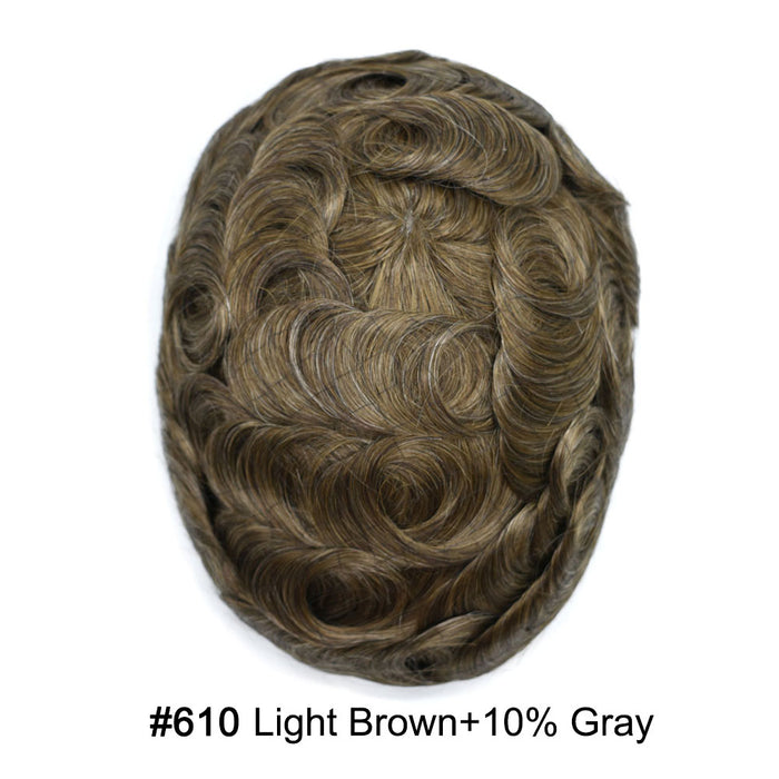 Lyricalhair Full Swiss Super Welded Lace Mens Toupee US STOCK Bleached Knots Men Hair Piece Natural looking Toupee for Men