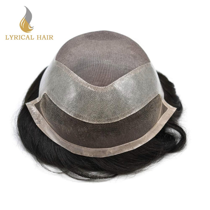 LYRICAL HAIR US Stock Mens Toupee Hair Pieces Durable Silk Fine Monofilament Hair Systems For Men