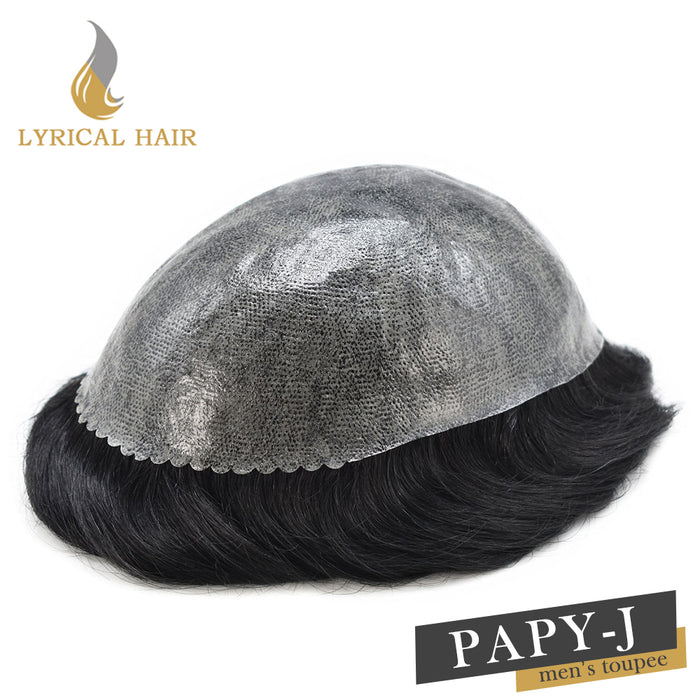 Lyricalhair Men Hair System Full Poly 0.12mm Thickness Men Toupee Hairpieces