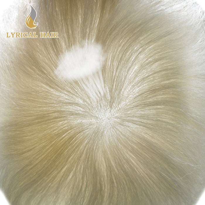 LYRICAL HAIR Full Swiss Super Welded Lace Mens Toupee US STOCK Bleached Knots Men Hair Piece Natural looking Icon Lace Toupee for Men|White