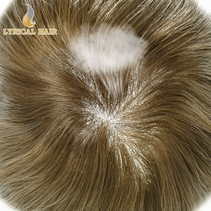 LYRICAL HAIR Hair System For Men Soft Welded Lace Base Front Human Hairpiece Bleached Knot Natural Hairline Hair System|Blond