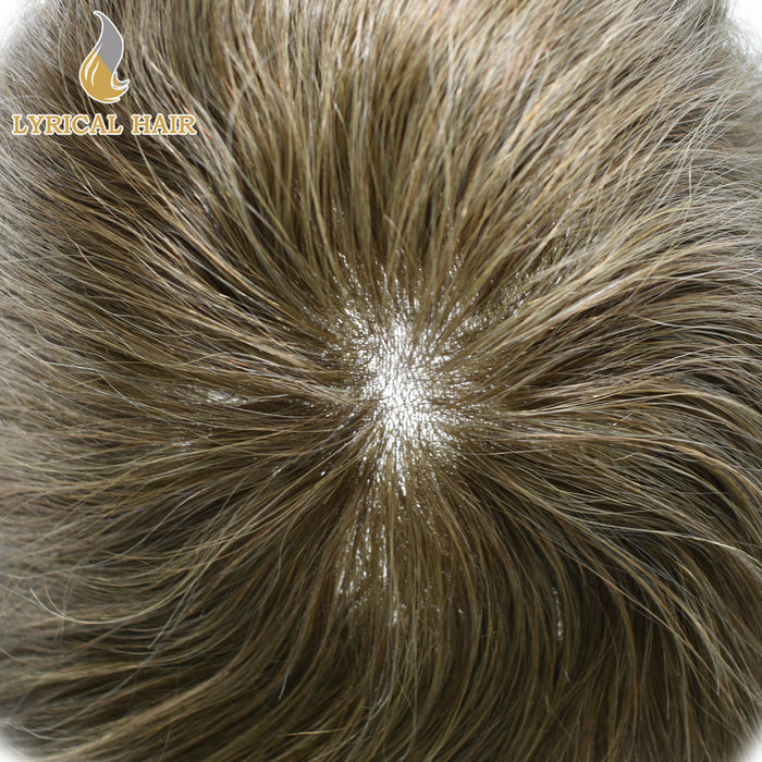 LYRICAL HAIR Pro-Grade 0.06mm Ultra Thin Skin Hair System for Men V-Looped Knots Mens Hairpieces Toupee for Men |Brown