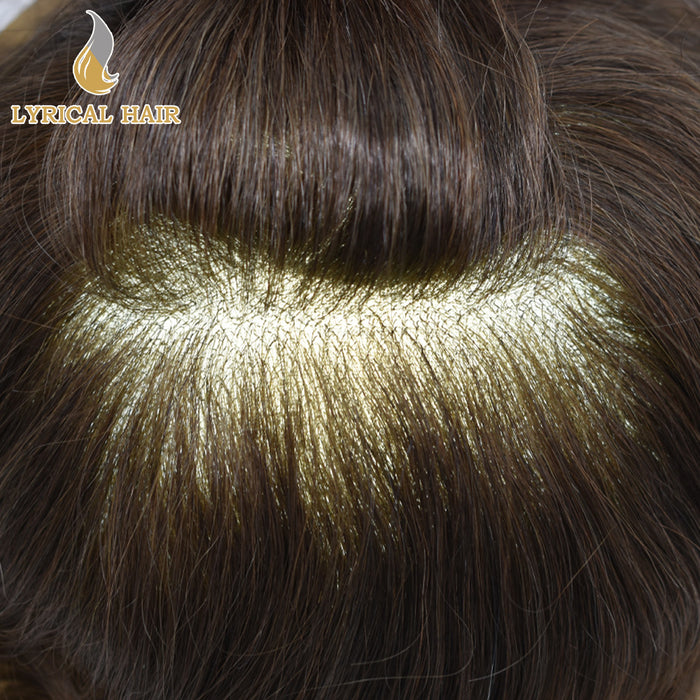 LYRICAL HAIR Full Swiss Super Welded Lace Mens Toupee US STOCK Bleached Knots Men Hair Piece Natural looking Icon Lace Toupee for Men|Brown