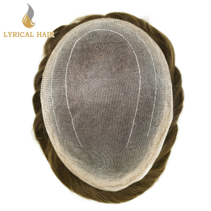 LYRICAL HAIR Full Swiss Super Welded Lace Mens Toupee US STOCK Bleached Knots Men Hair Piece Natural looking Icon Lace Toupee for Men|Blond