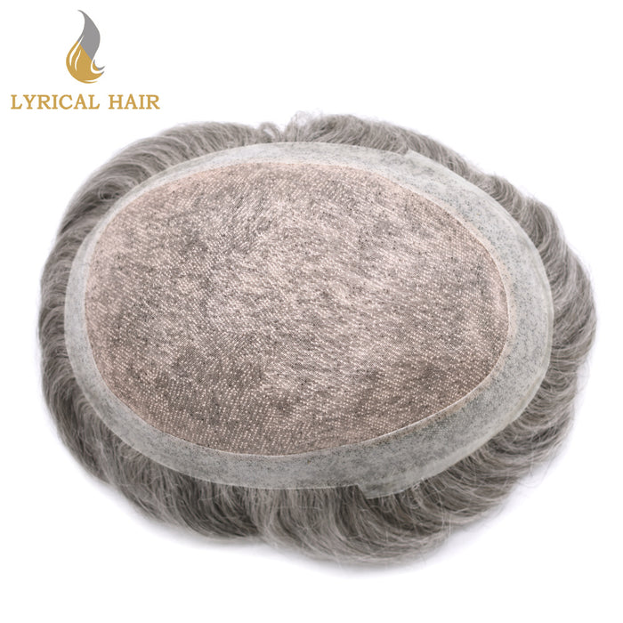 LYRICAL HAIR Human Hair System For Men Fine Monofilament With PU Hairpieces For Men  | Gray