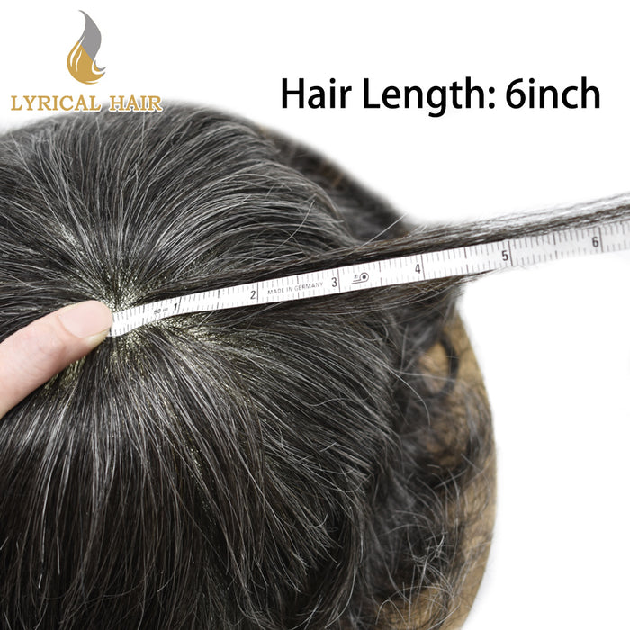 LYRICAL HAIR Hair System For Men Soft Welded Lace Base Front Human Hairpiece Bleached Knot Natural Hairline Hair System|Gray