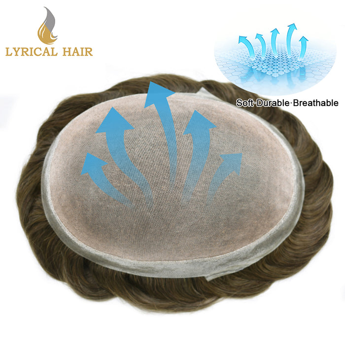LYRICAL HAIR Human Hair System For Men Fine Monofilament With PU Hairpieces For Men  | Brown