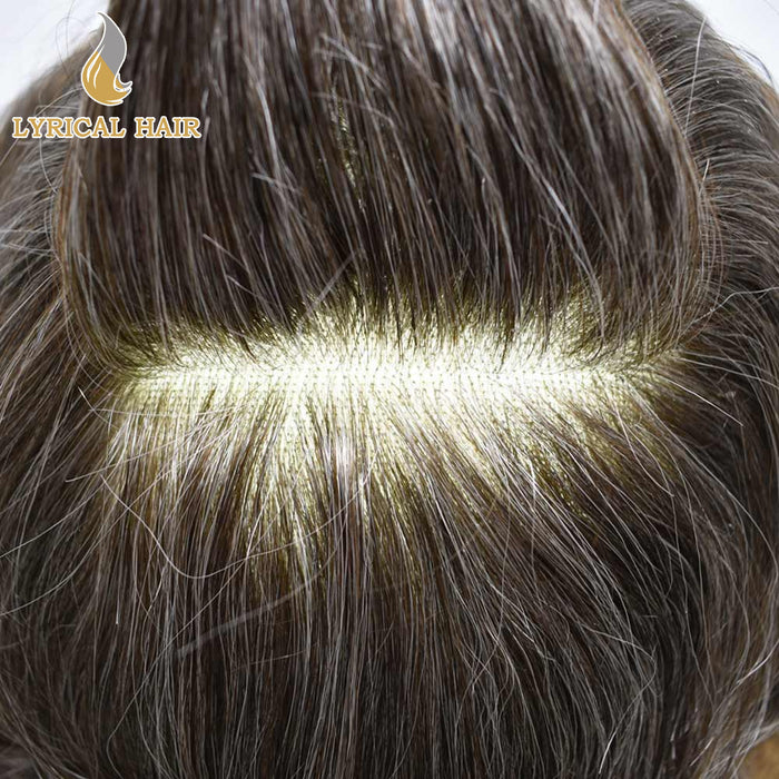 LYRICAL HAIR Hair System for Mens Hair Piece US STOCK Monofilament with PU Coating(NPU) Toupee Folded Lace Front Natural Hairline Mens Toupee|Brown