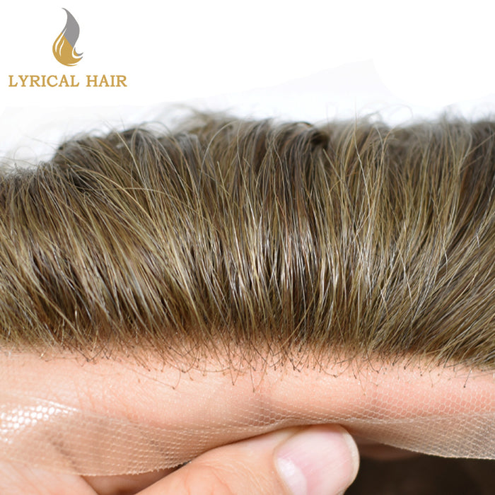 LYRICAL HAIR Mens Toupee Hair Pieces Durable Silk Fine Monofilament Hair Systems For Men |Blond
