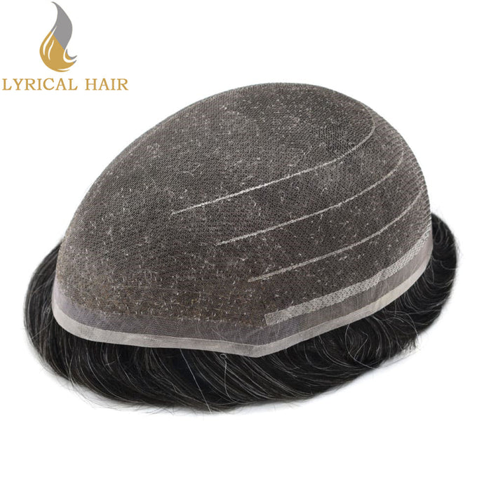 LYRICAL HAIR Full Swiss Super Welded Lace Mens Toupee US STOCK Bleached Knots Men Hair Piece Natural looking Toupee for Men