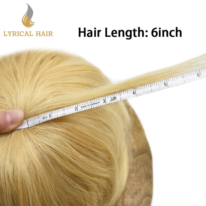 LYRICAL HAIR US Stock Blonde Human Hair System For Men Fine Monofilament With PU Hairpieces For Men | Blond