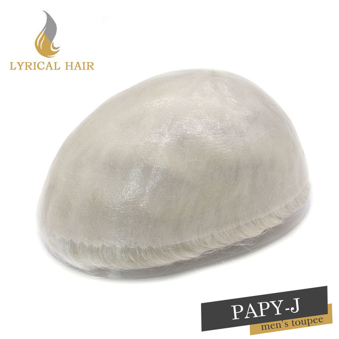 LYRICAL HAIR Men Hair System Full Poly 0.12mm Thickness Men Toupee Hairpieces |White