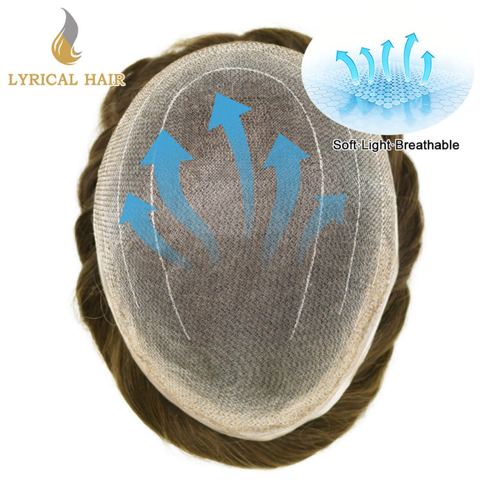 LYRICAL HAIR Full Swiss Super Welded Lace Mens Toupee US STOCK Bleached Knots Men Hair Piece Natural looking Icon Lace Toupee for Men|Blond