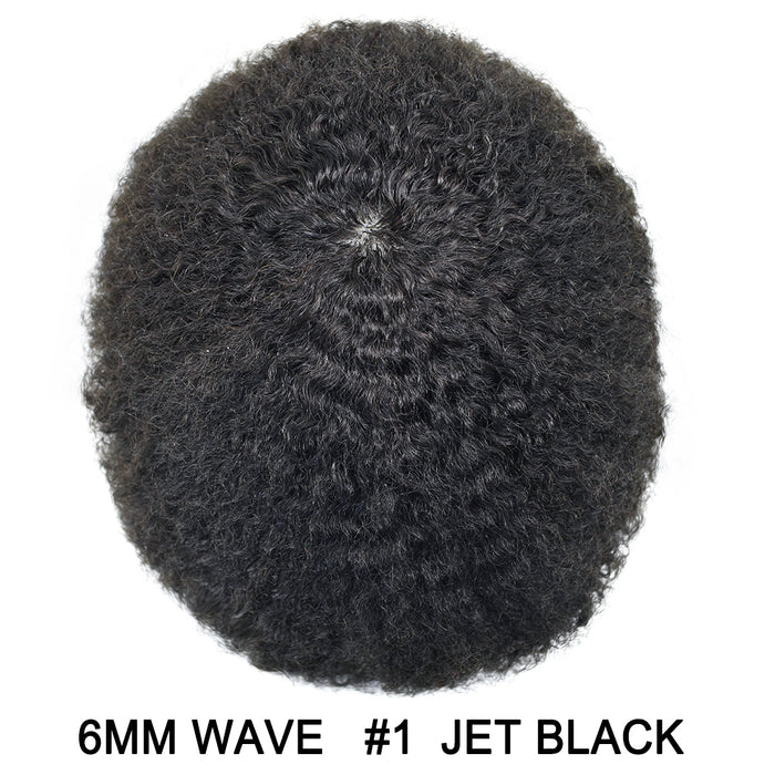 Kinky Curly Afro Mens Toupee 0.3-0.06mm Thickness PU  Hair Unit For Black Men