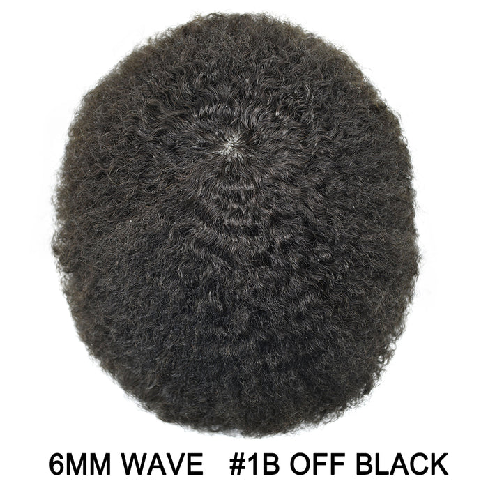 Kinky Curly Afro Mens Toupee 0.3-0.06mm Thickness PU  Hair Unit For Black Men