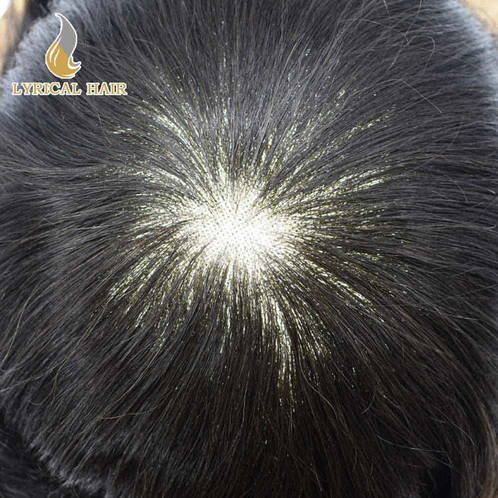 Mens Hair System Fine Monofilament Front Mens Human Hair Toupee Non-Surgical Hair Replacement For Mens Hairpiece