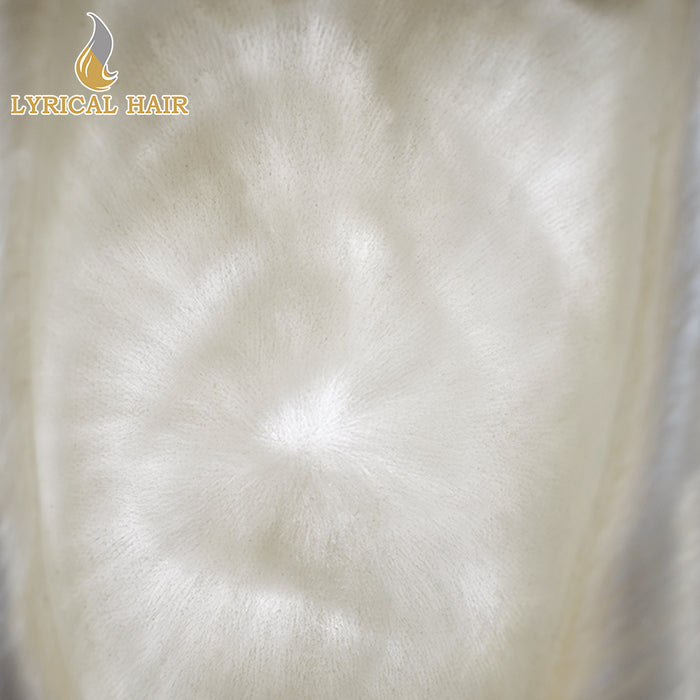 LYRICAL HAIR Men Hair System Full Poly 0.12mm Thickness Men Toupee Hairpieces |White