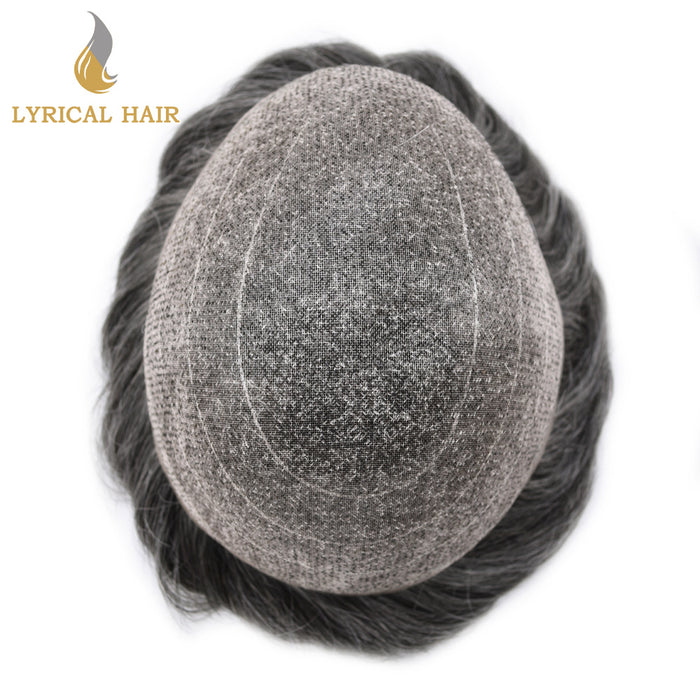 LYRICAL HAIR Full Swiss Super Welded Lace Mens Toupee US STOCK Bleached Knots Men Hair Piece Natural looking Icon Lace Toupee for Men|gray