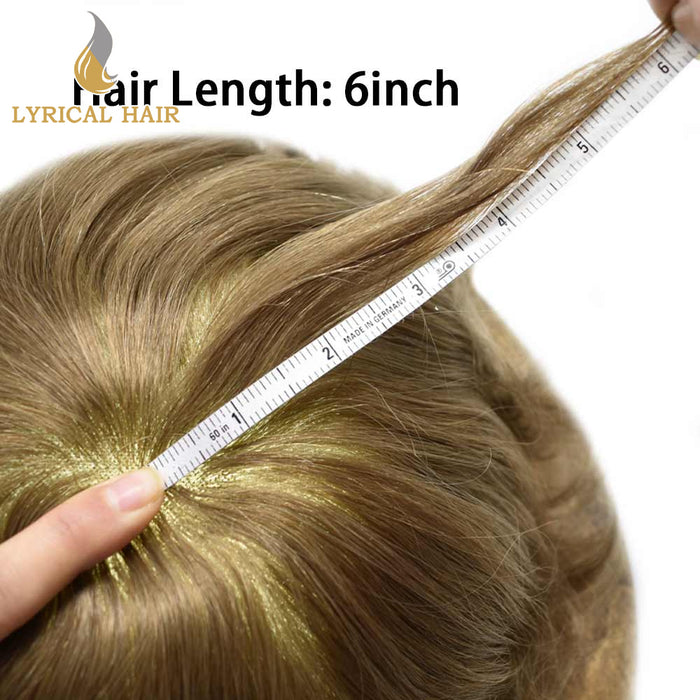 LYRICAL HAIR Hair System for Mens Hair Piece US STOCK Monofilament with PU Coating(NPU) Toupee Folded Lace Front Natural Hairline Mens Toupee|Blond