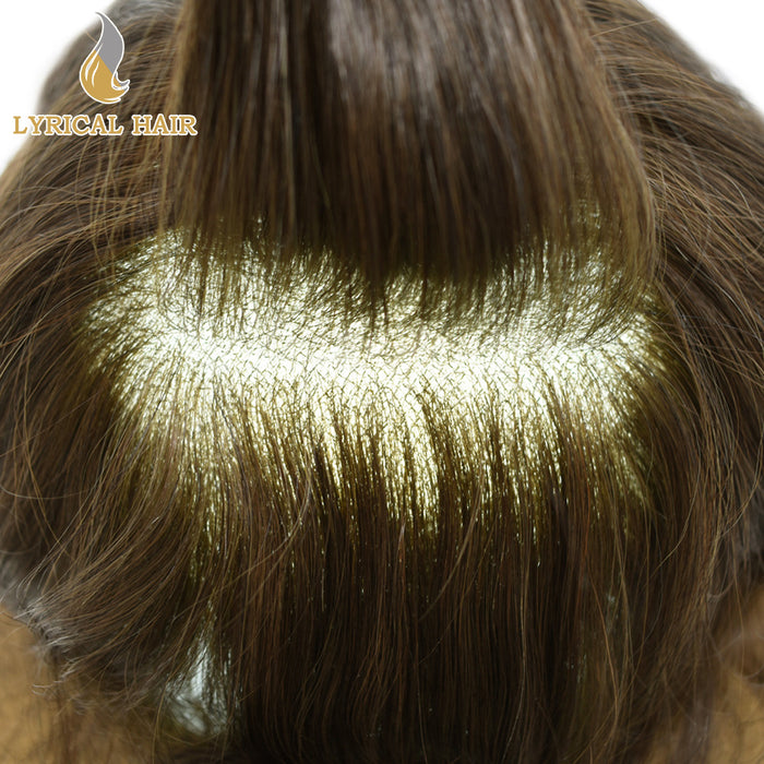 LYRICAL HAIR Hair System For Men Soft Welded Lace Base Front Human Hairpiece Bleached Knot Natural Hairline Hair System|Blond