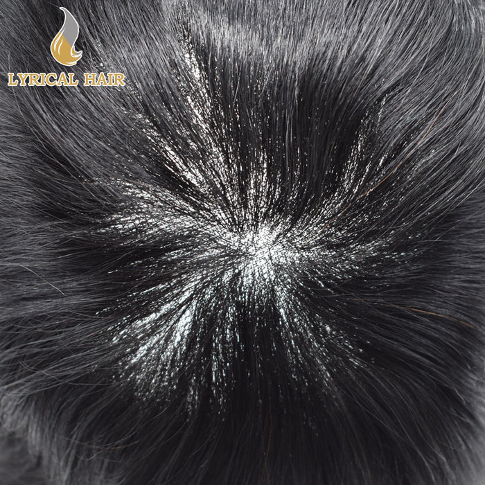 LYRICAL HAIR Full Swiss Super Welded Lace Mens Toupee US STOCK Bleached Knots Men Hair Piece Natural looking Icon Lace Toupee for Men|Black