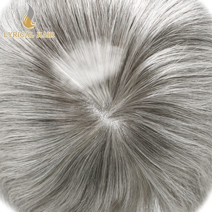 LYRICAL HAIR Human Hair System For Men Fine Monofilament With PU Hairpieces For Men  | Gray