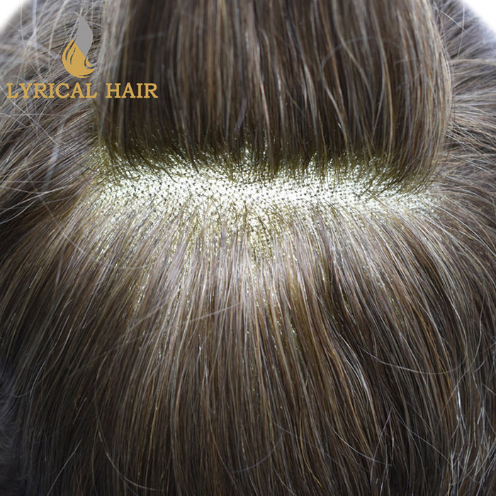 LYRICAL HAIR US Stock French Lace Hair System for Men PU Coated Mens Hairpiece Center Lace Human Toupee for Men|Brown