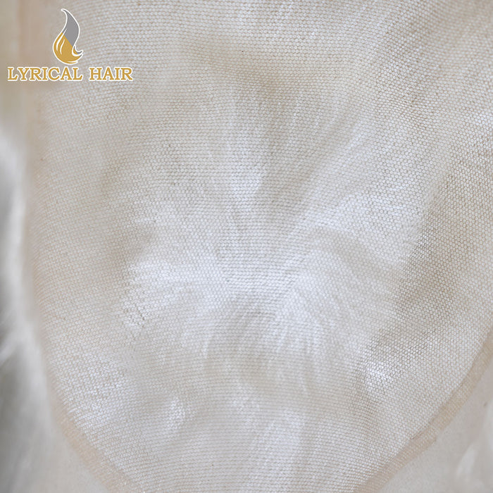 LYRICAL HAIR French Lace Front Mens Toupee Breathable Invisible Knots Human Hairpiece |White