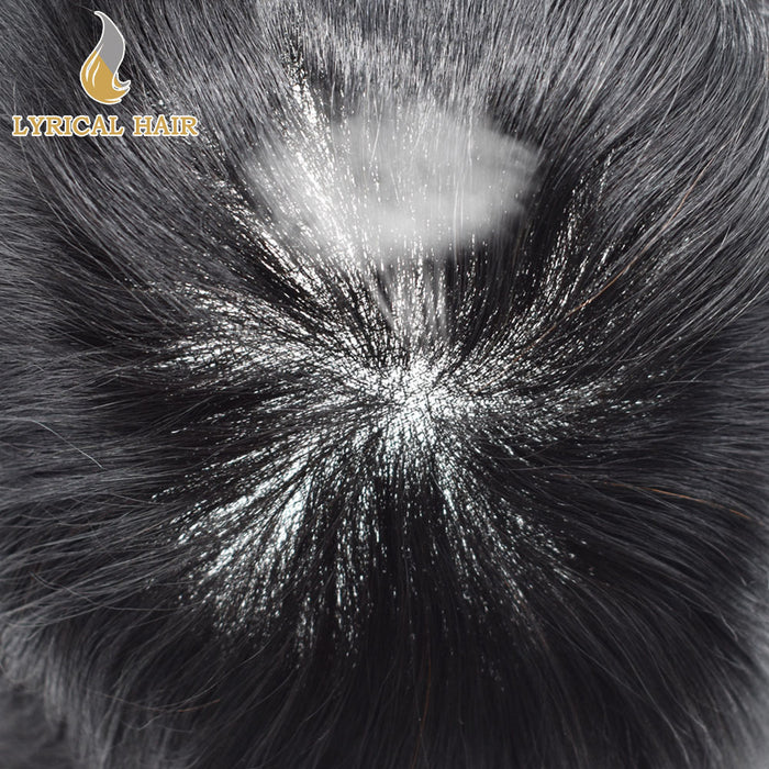 LYRICAL HAIR Full Swiss Super Welded Lace Mens Toupee US STOCK Bleached Knots Men Hair Piece Natural looking Icon Lace Toupee for Men|Black