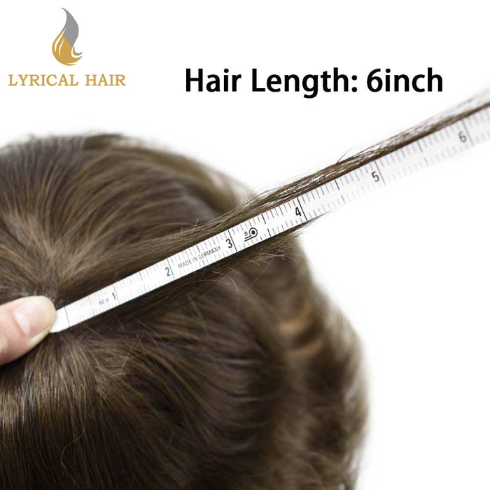 LYRICAL HAIR US Stock French Lace With PU Human Hair System For Men Natural Hairline Bleached  Knots Invisible Knots Toupee for Men | Brown