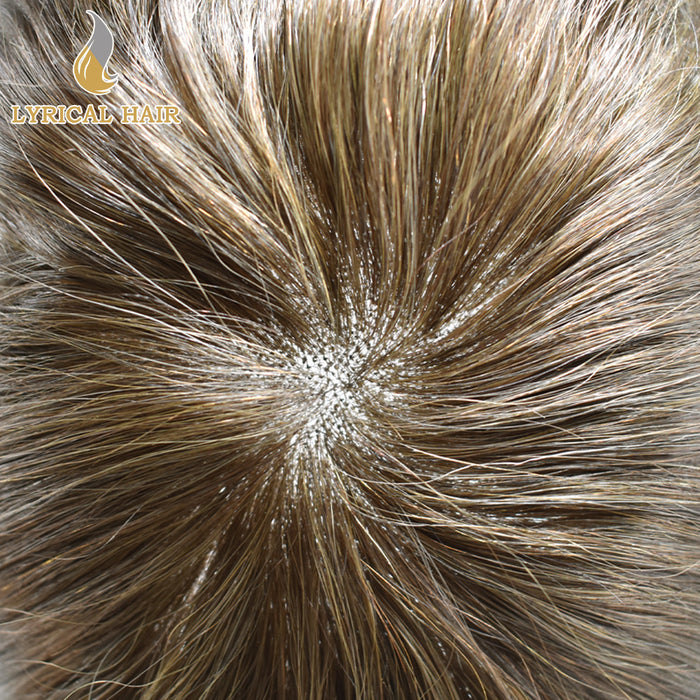 LYRICAL HAIR Mens Toupee Hair Pieces Durable Silk Fine Monofilament Hair Systems For Men |Blond