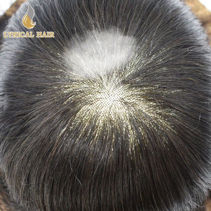 LYRICAL HAIR Human Hair System For Men Fine Monofilament With PU Hairpieces For Men