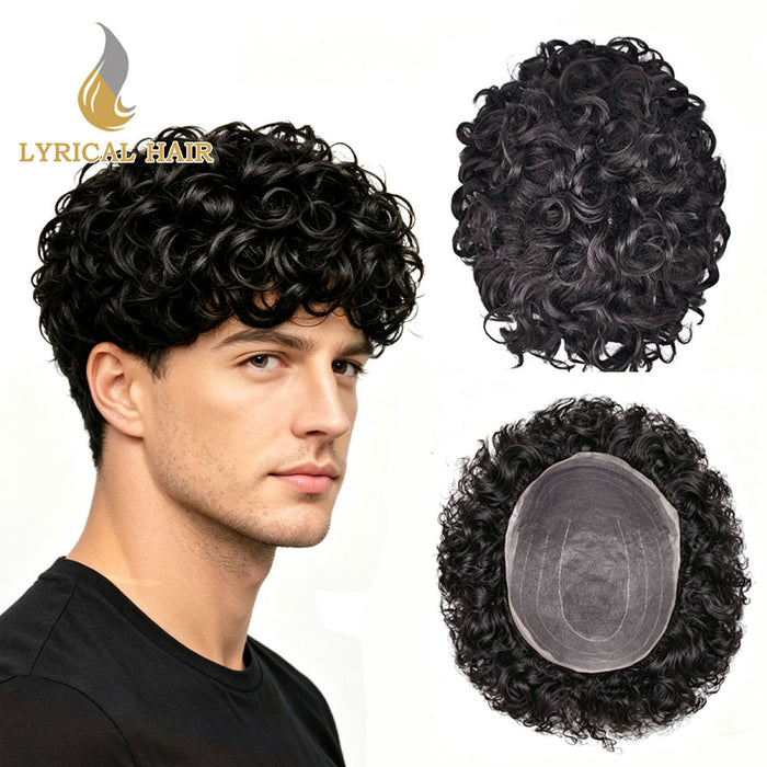 US STOCK Icon Lace Wavy Toupee For Men Invisible Full Swiss Super Welded Lace Hair Units for Men Hairpieces 20mm 25mm|Fast shipping USA