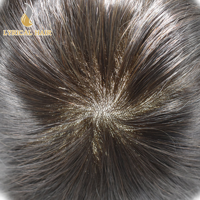 LYRICAL HAIR Mens Toupee 0.04mm Ultra Thin Skin Hair System for Men V-Looped Knots Natural Hairline Mens Hairpieces